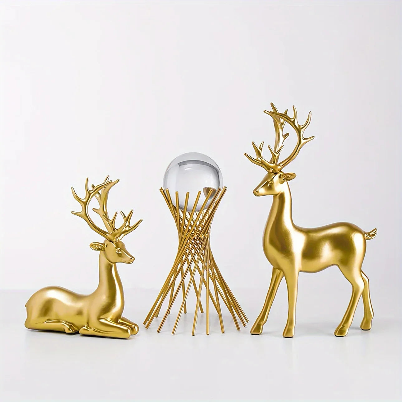 Handmade Ceramic Deer Figurines for Christmas Home Decor