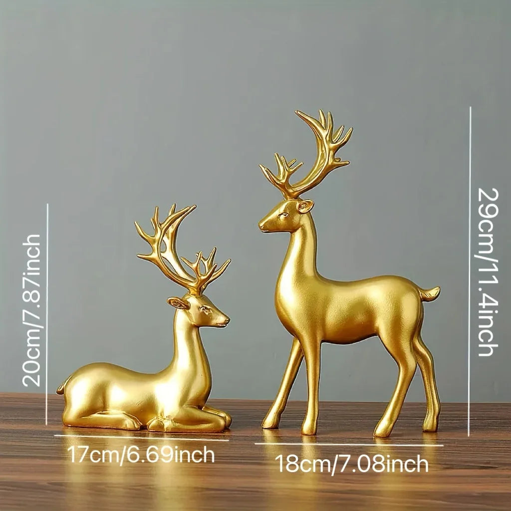 Handmade Ceramic Deer Figurines for Christmas Home Decor