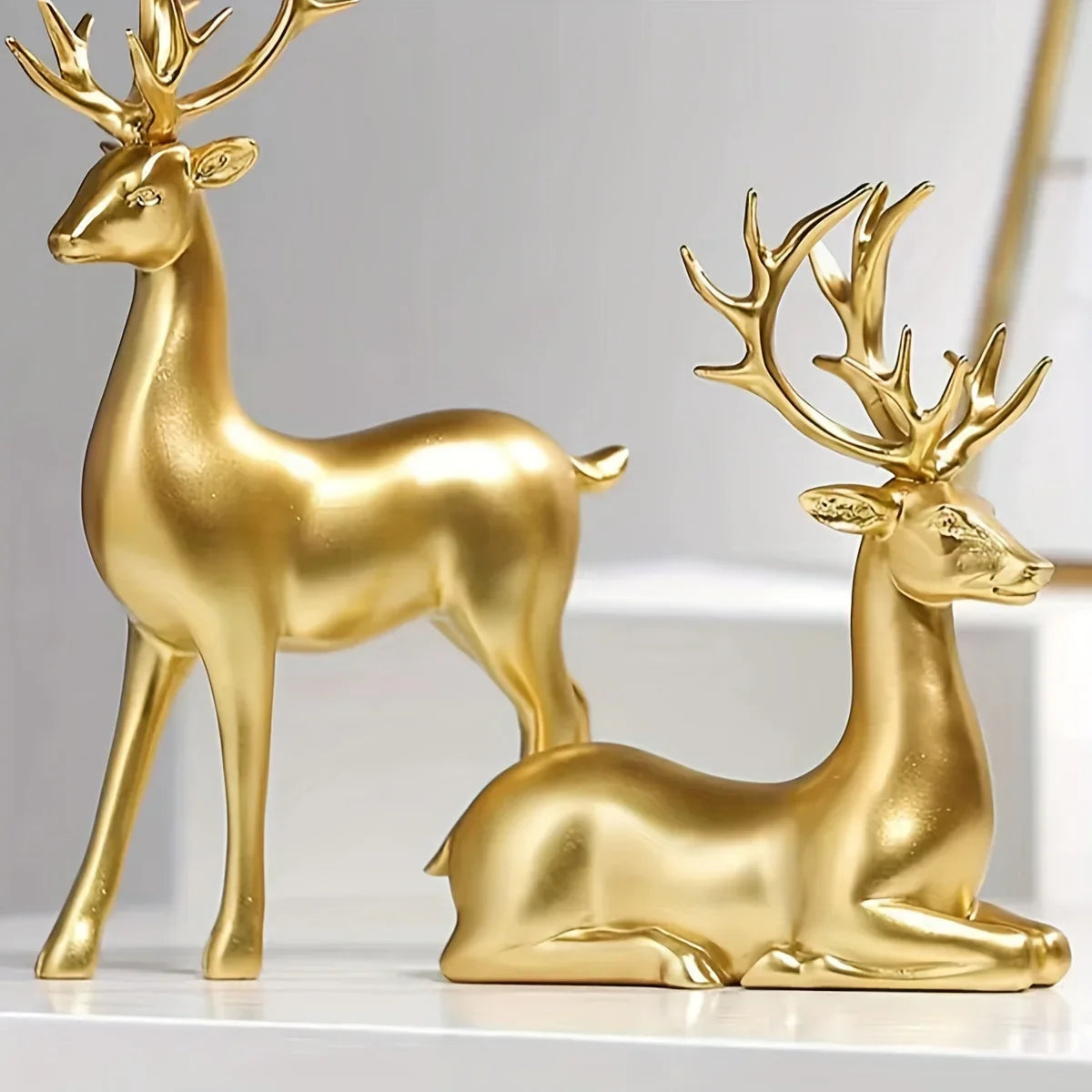Handmade Ceramic Deer Figurines for Christmas Home Decor