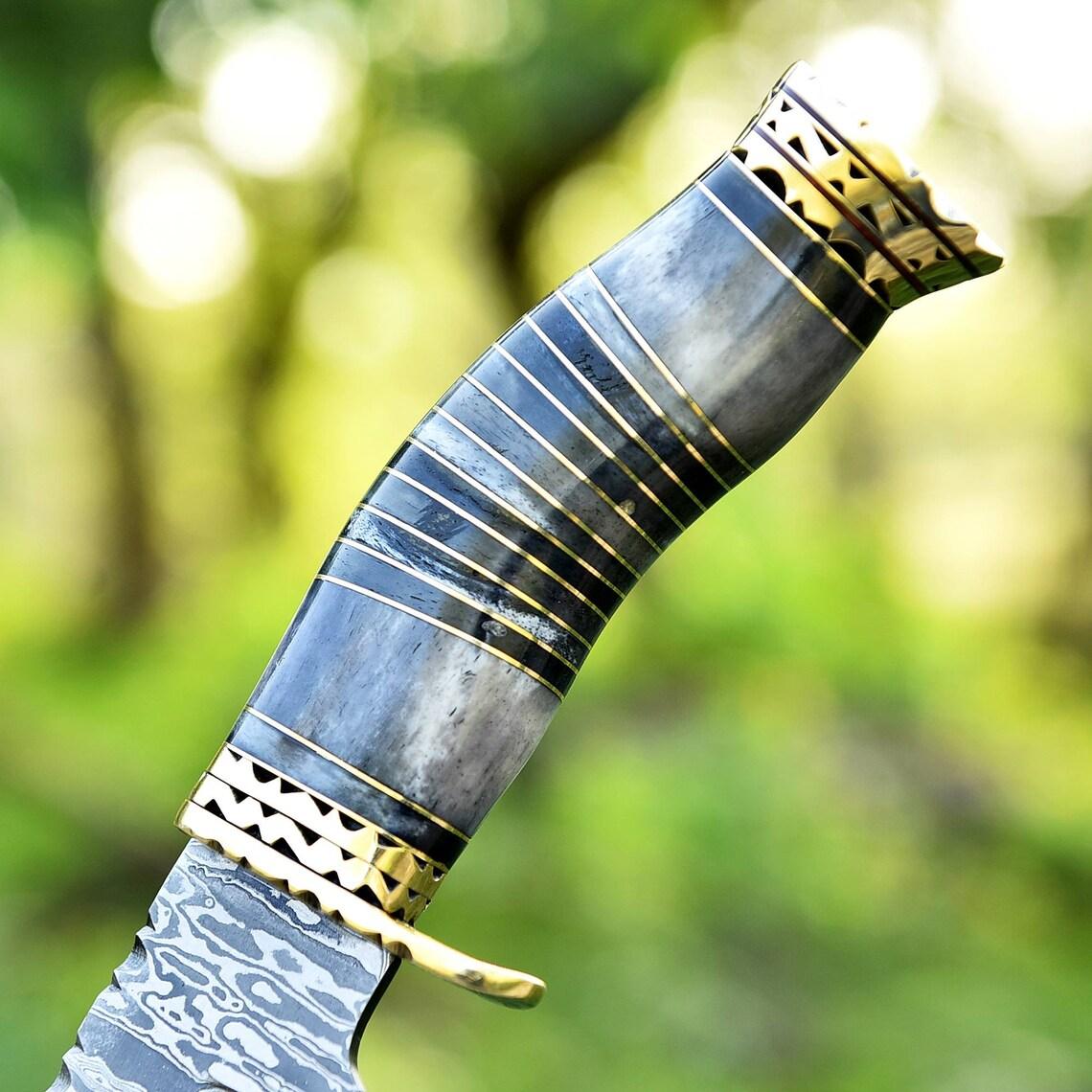 Vintage Damascus Steel Bowie Knife for Sale - 13