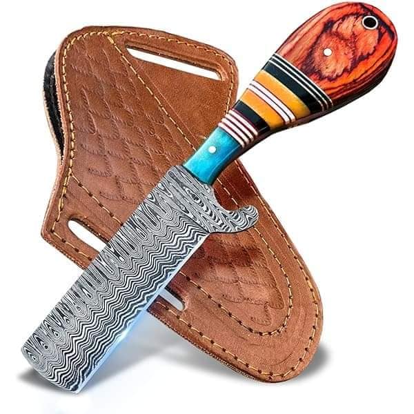 Bull Cutter Knives – Handmade Damascus Steel with Pakkawood and Camel Bone Handle