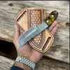 Handmade Cowboy Belt Knife | Rasp Steel Blade & Buffalo Horn Handle with Leather Sheath