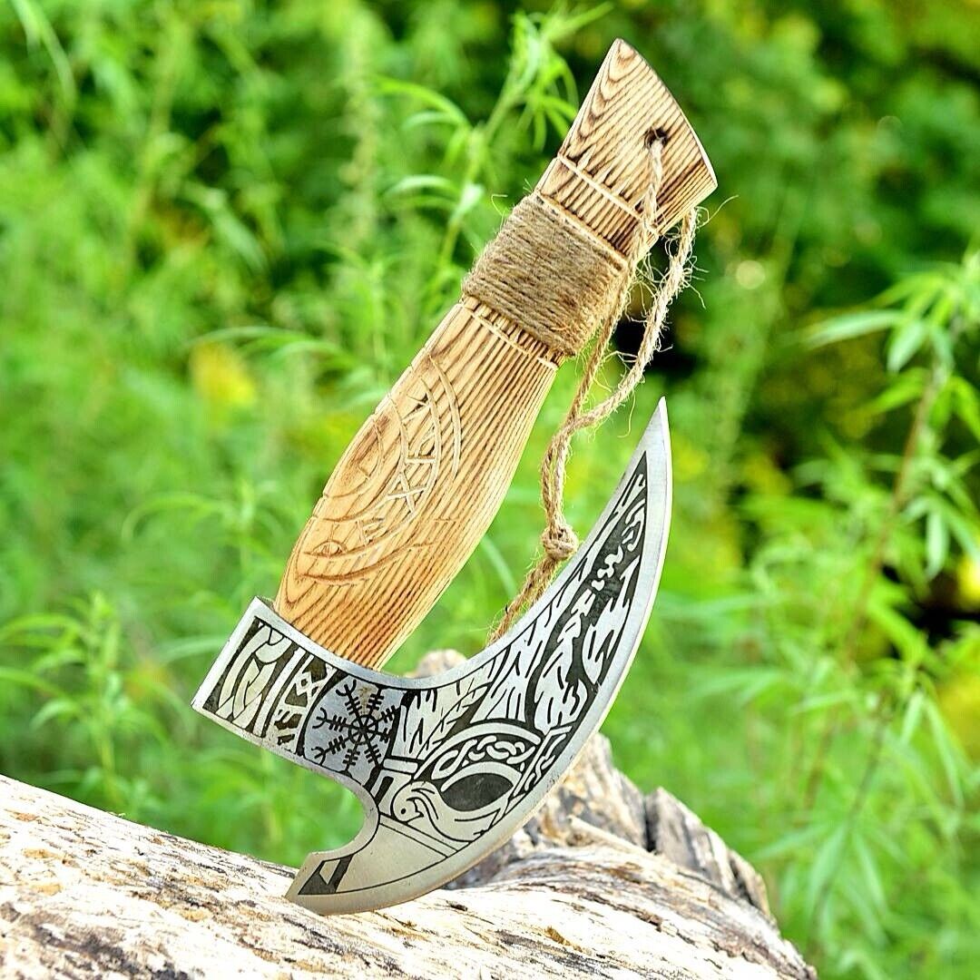 Custom Hand Engraved Ax Pizza Cutter with J2 Steel Blade