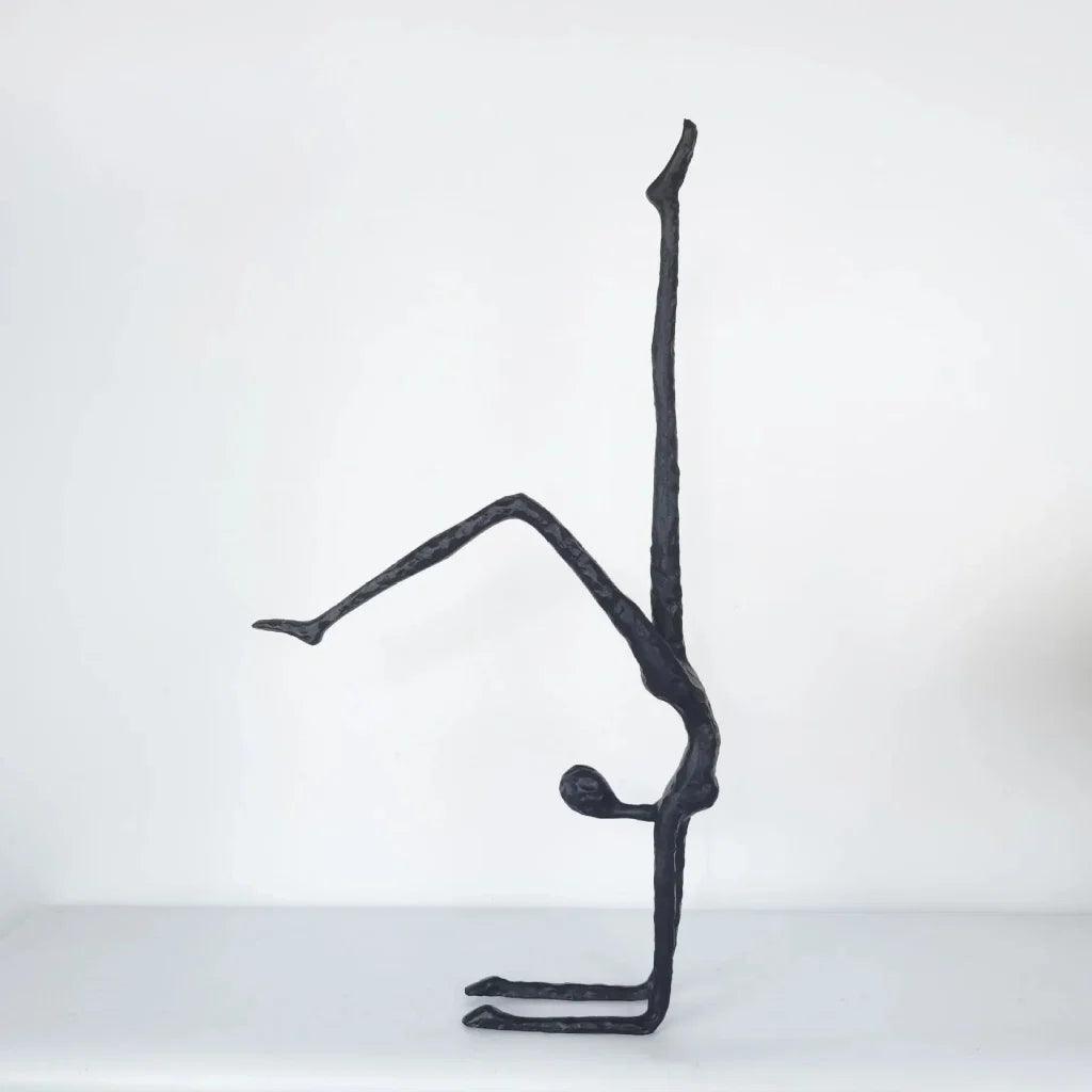 Handstand Human Matte Black Iron Figure Sculpture