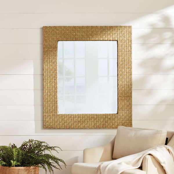 Handwoven Rectangle Water Grass Wall Mirror