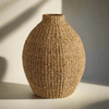 Handwoven Seagrass Teardrop Vase for Boho and Coastal Decor