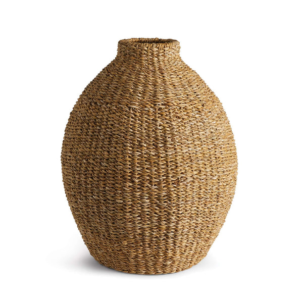 Handwoven Seagrass Teardrop Vase for Boho and Coastal Decor