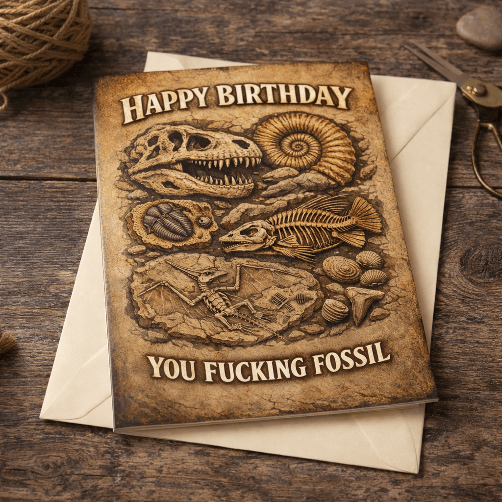 Happy Birthday You F--king Fossil Card