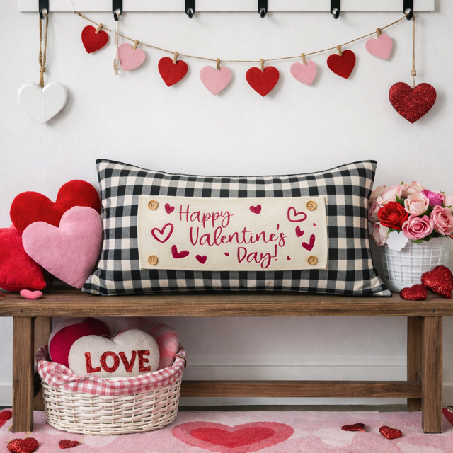 PILLOW ONLY (with fluffy insert): Buffalo Check Gingham: RECTANGLE BUFFALO CHECK PILLOW (with insert)