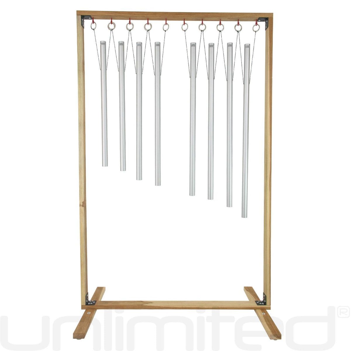Set of 8 Harmonic Tuned Healing Chimes with Wooden Stand