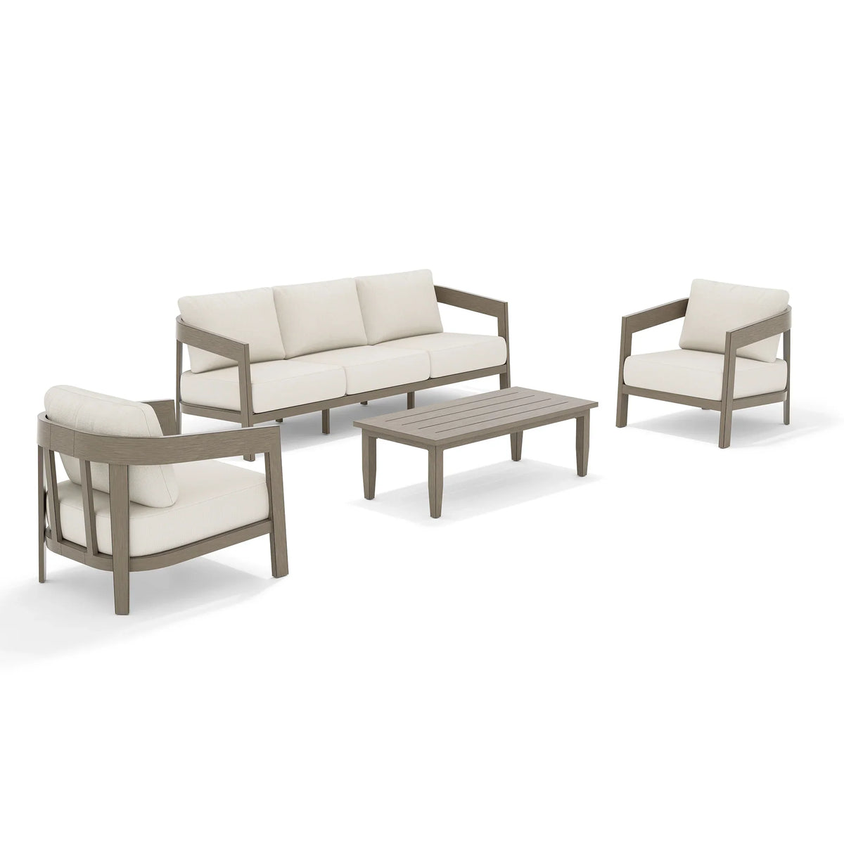PEAKHOME Harmonti Patio 4-Piece Aluminum Conversation Sofa Set With Cushions