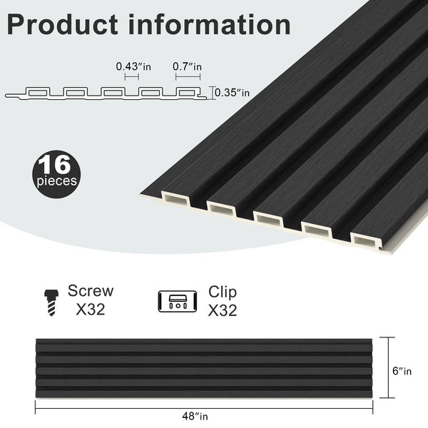 Hausvita 48 x 6 inch WPC Slat Wall Panel (16 Pack)