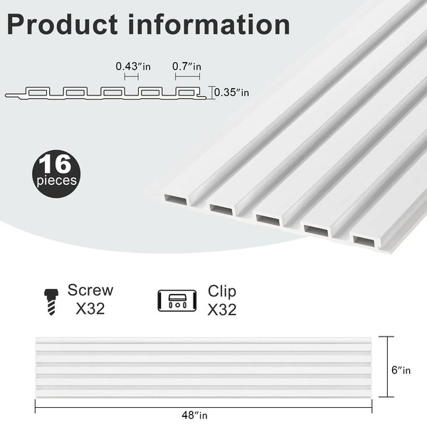 Hausvita 48 x 6 inch WPC Slat Wall Panel (16 Pack)