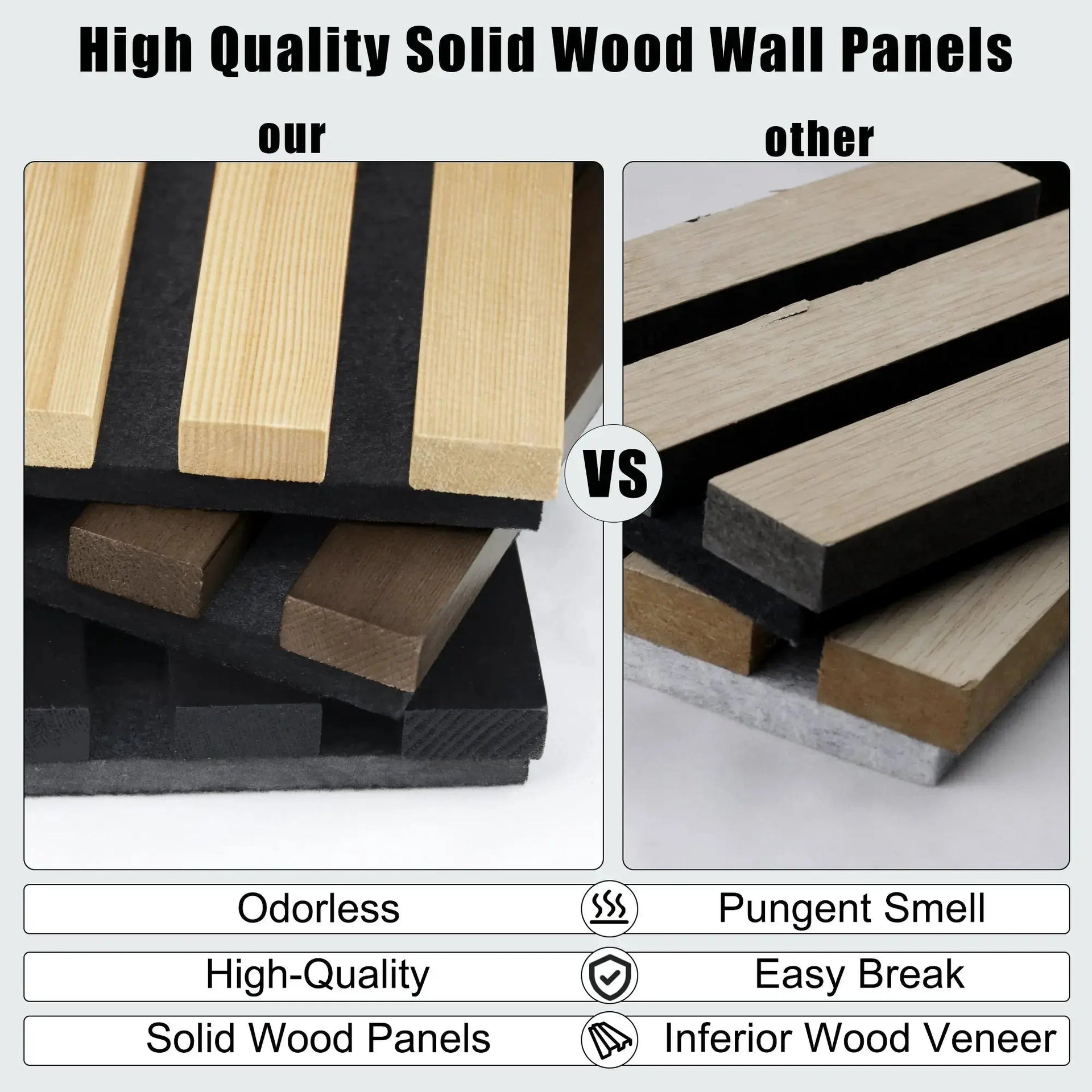 Hausvita Acoustic Solid Wood Slat Wall Panels ( 2 Panels Per Box ) -Wholesale
