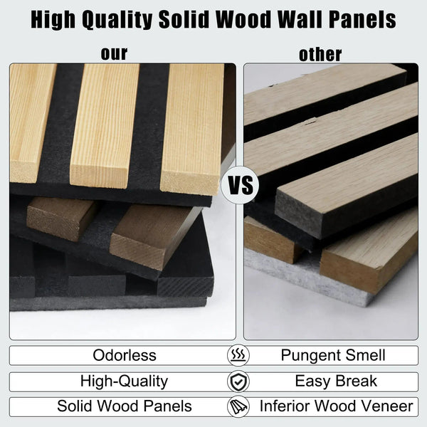 Hausvita Acoustic Solid Wood Slat Wall Panels ( 2 Panels Per Box ) -Wholesale