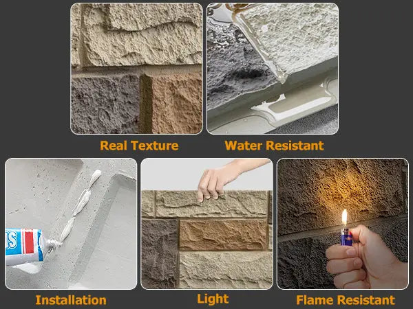 Hausvita Faux Stone Wall Siding Panel, PU Stone Veneer Exterior, 46.46