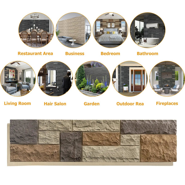 Hausvita Faux Stone Wall Siding Panel, PU Stone Veneer Exterior, 46.46