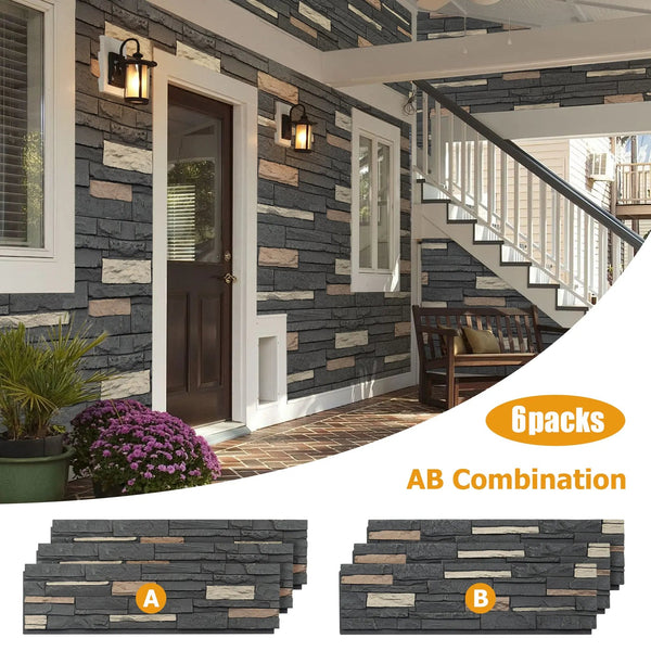 Hausvita Faux Stone Wall Siding Panel, PU Stone Veneer Exterior, 46.46