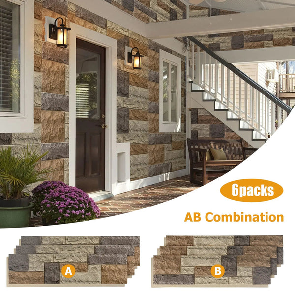 Hausvita Faux Stone Wall Siding Panel, PU Stone Veneer Exterior, 46.46