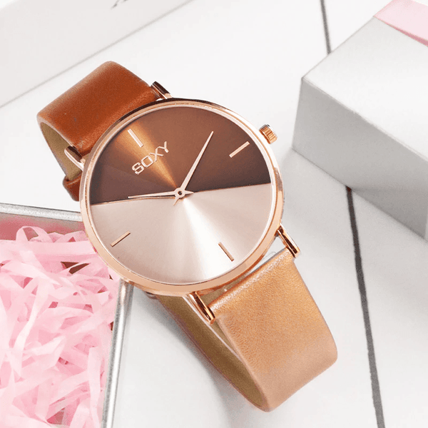 Women's Watch Leather Rose Gold Dress Female Clock Luxury Brand Design Women Watches Simple Fashion Ladies Watch For Women and Girls