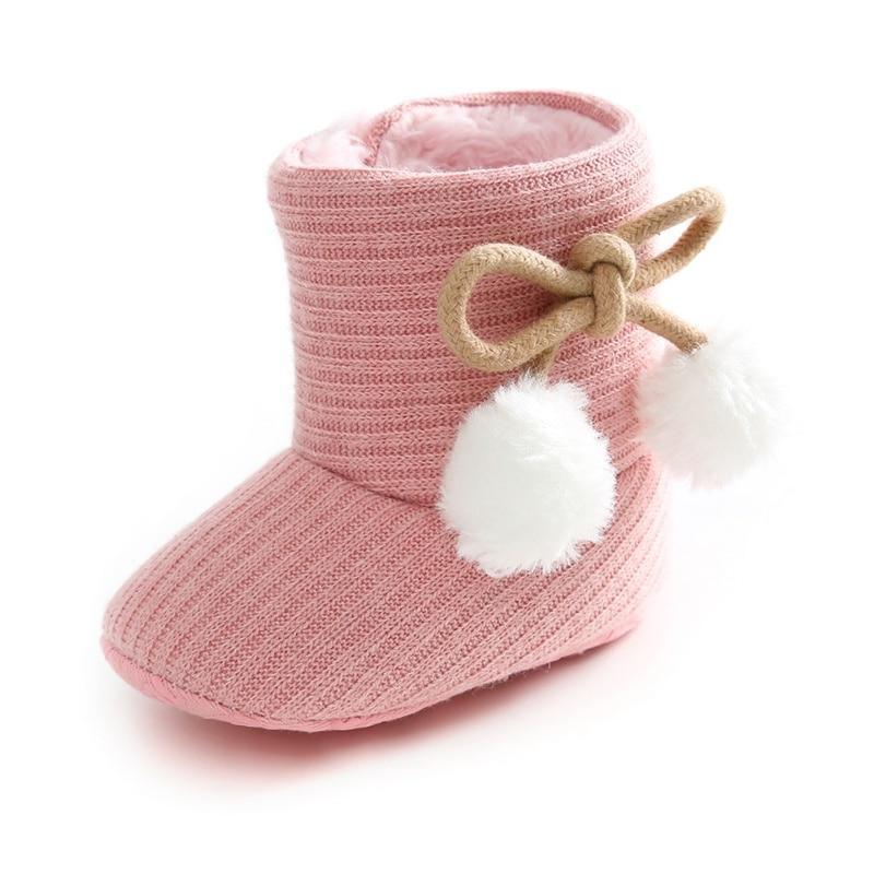 Cute Baby Infants Shoes Dot Knitting Boots Casual Non-slip Soft Soled Walking Shoes