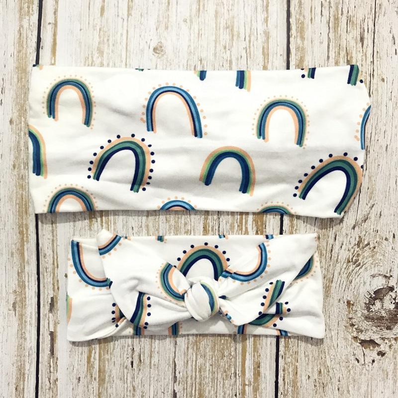 Luxury Mdoern Set 2PCS Baby and Mom Headbands Set Flower Bowknot Newborn Turban Cross-tied Mommy Headband Bow