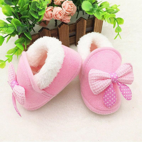 Winter Newborn Infant Baby Girls Boys Shoes Bow-knot Fur Ankle Length Autumn Warm Snow Boots 0-18M Babies