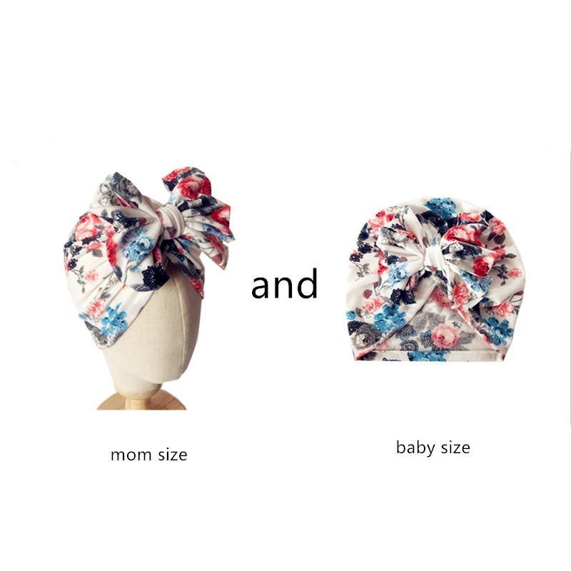 Luxury Mdoern Set 2PCS Baby and Mom Headbands Set Flower Bowknot Newborn Turban Cross-tied Mommy Headband Bow