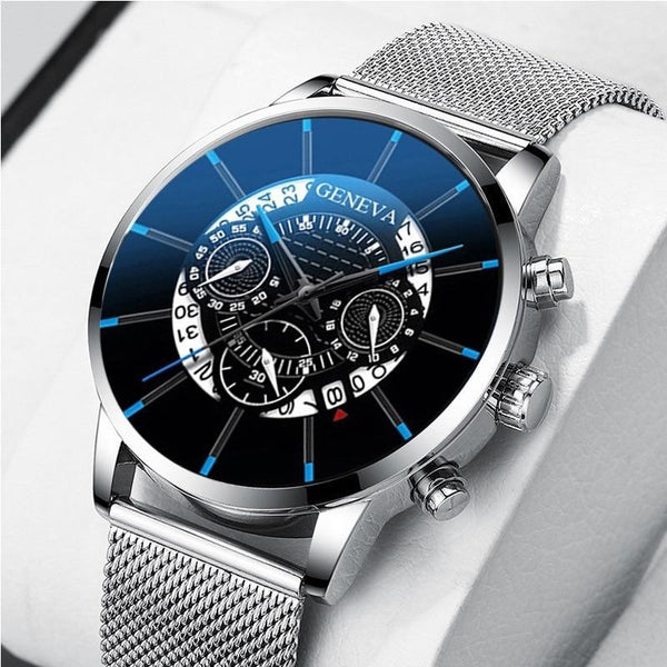 Men's Watch Stainless Steel Calendar Quartz Wristwatch Men Sports Watch Clock Geneva Clock hours For Mens and Boys