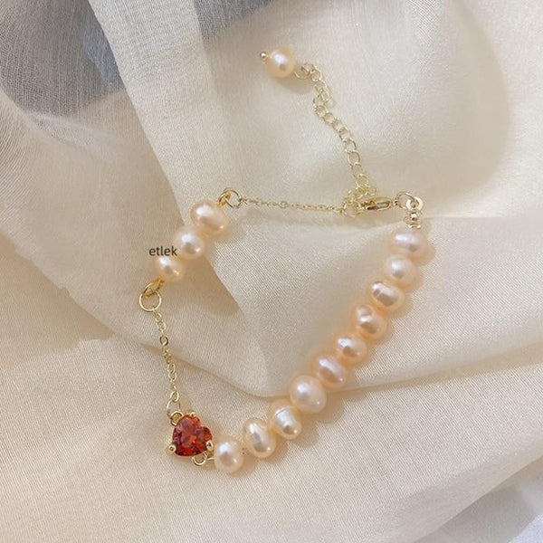 New Handmade Imitation Pearls Gold Metal Link Chain Bracelets for Women Girl Summer Party Luxury Jewelry Gift