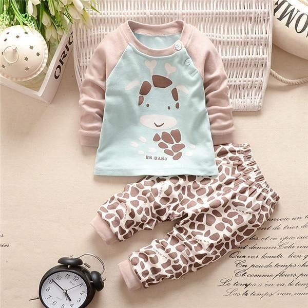 Baby Boy Clothes Cotton Clothing Sets Cartoon Long-sleeved T-shirt Pants Infant Clothes 2pcs Ste For Boys and Girls Kids