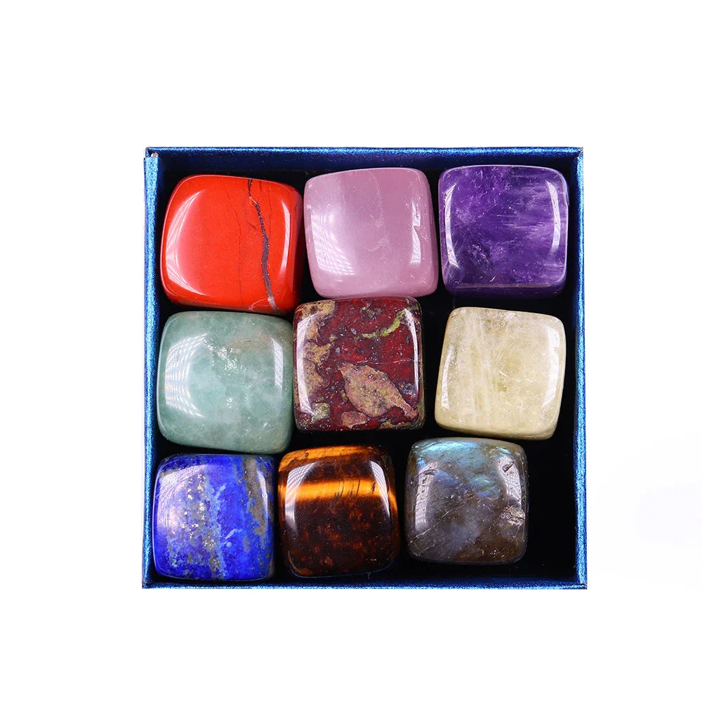 9 Pcs/Set Natural Quartz Fossiles Block Gravel Crystals Agates Education Specimen Aura Stone Aquarium Decoration Gift Box