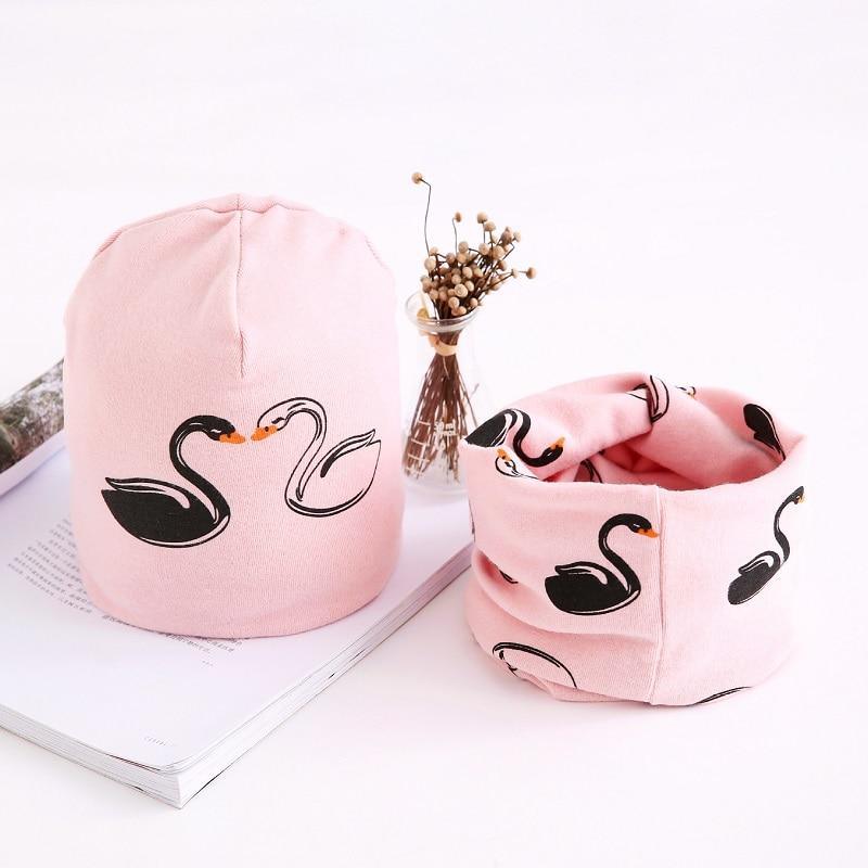 Star Print Cotton Hat And Scarf  Baby Beanie Kids Caps Children's Accessories For Boys and Girls