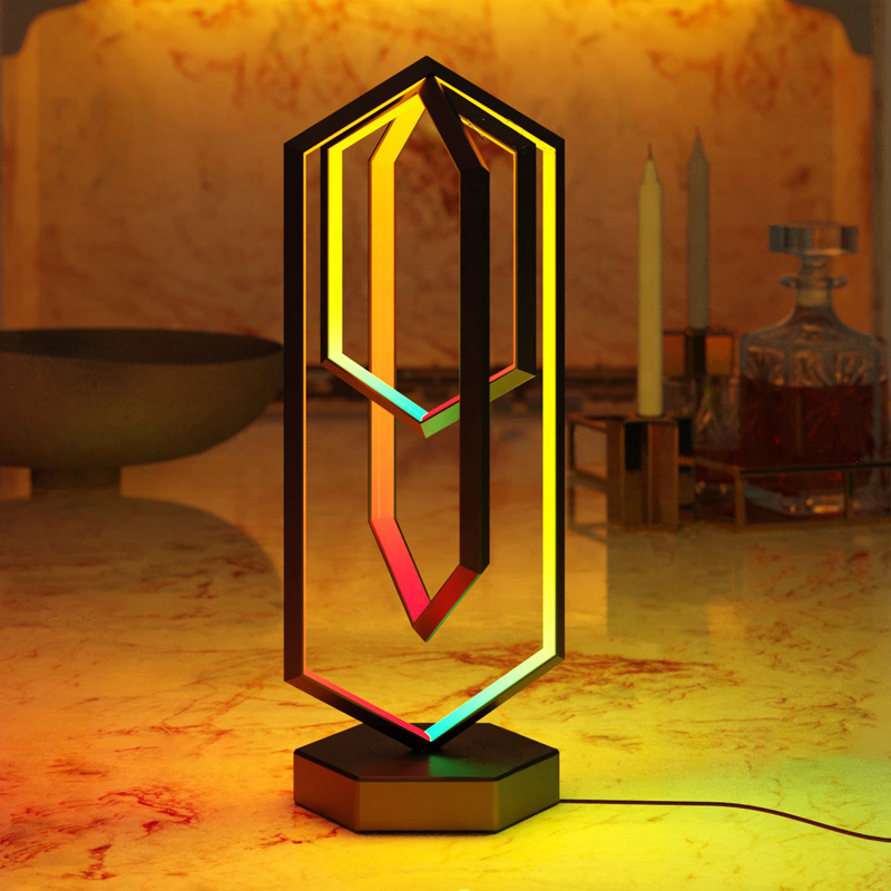 Geometric Table Lamp Iluminating