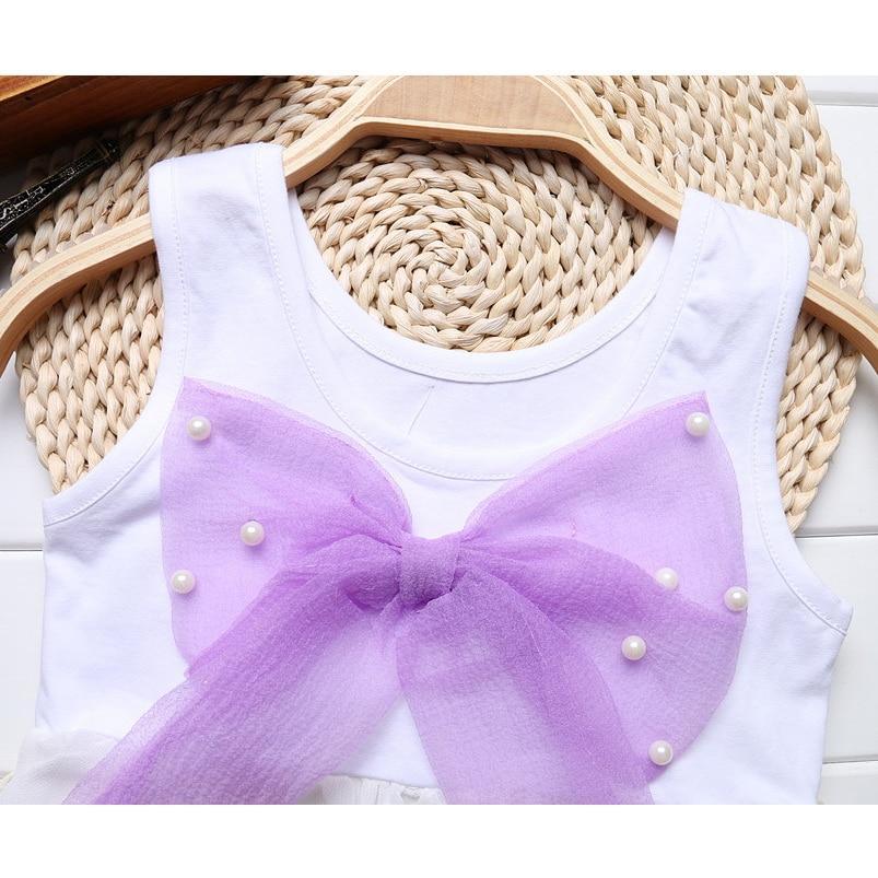 Baby Girl Clothes for Kids with Cute Purple Stripe and Round Neck  Sleeveless Chiffon Dresses For Girls