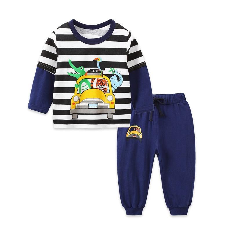 Baby Boy Clothes Cotton Clothing Sets Cartoon Long-sleeved T-shirt Pants Infant Clothes 2pcs Ste For Boys and Girls Kids