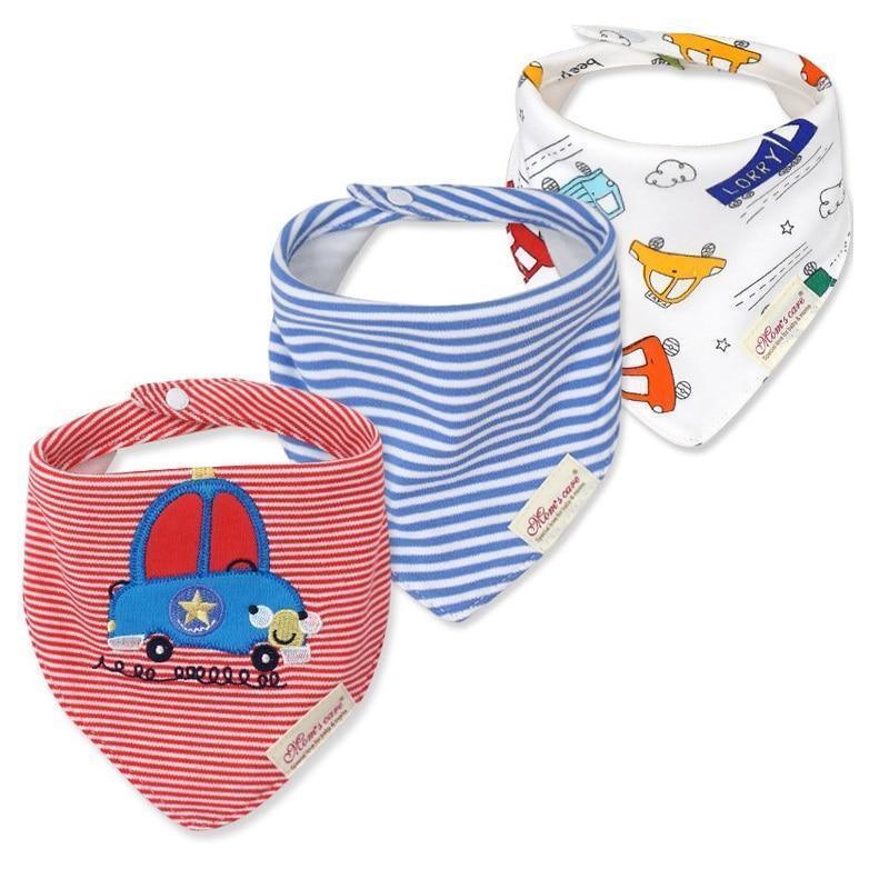 Moder 3PCS Baby Bibs Bandanna Lot Cotton Multi-style Triangle Cartoon For Infant Boys And Girls