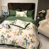 Vintage Botanical Birds Print Bedding 600TC Cotton Sateen Floral Scarf Colorful include 1 Duvet Cover 1Bed Sheet 2Pillowcases