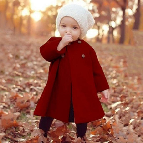 Modern Trend New Baby Girl  Woolen Long Coat for Girls Windproof Made For Autumn and Winter Season