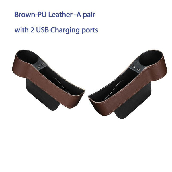 Multifunctional Car Seat Gap Storage Box Cup PU Leather Pocket Catcher Organizer Phone Bottle Cups Holder Car Accessories