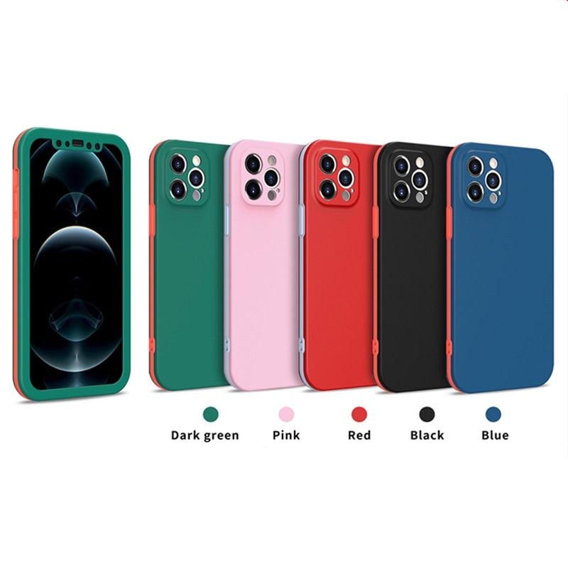 Full Cover Protective Phone Case For iPhone 12 Mini 11 Pro XS Max X XR 6 7 8 Plus Soft Silicone Shockproof Cover Full Body  Anti-Shock Protection Drop Protection Silicone iphone Cover