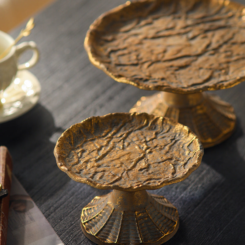 Gold Pedestal Display Tray With Stand (Set of 2) VagabondVintage
