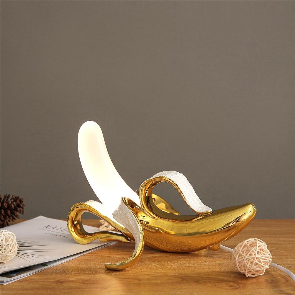 Banana Table Lamp Art Deco Brass Chrome Accent Light