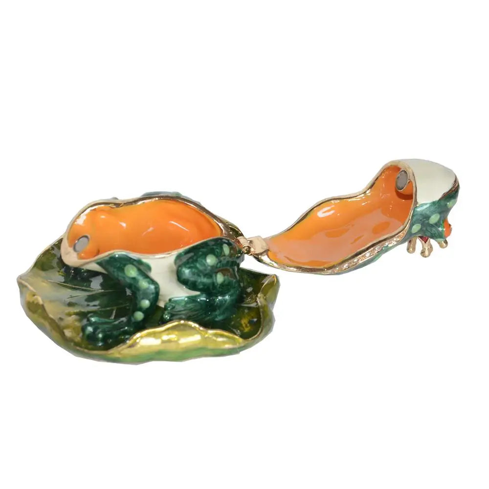 Frog Trinket Box, Metal Alloy Plated Jewelry Holder, Ornaments, Home Decor Gift