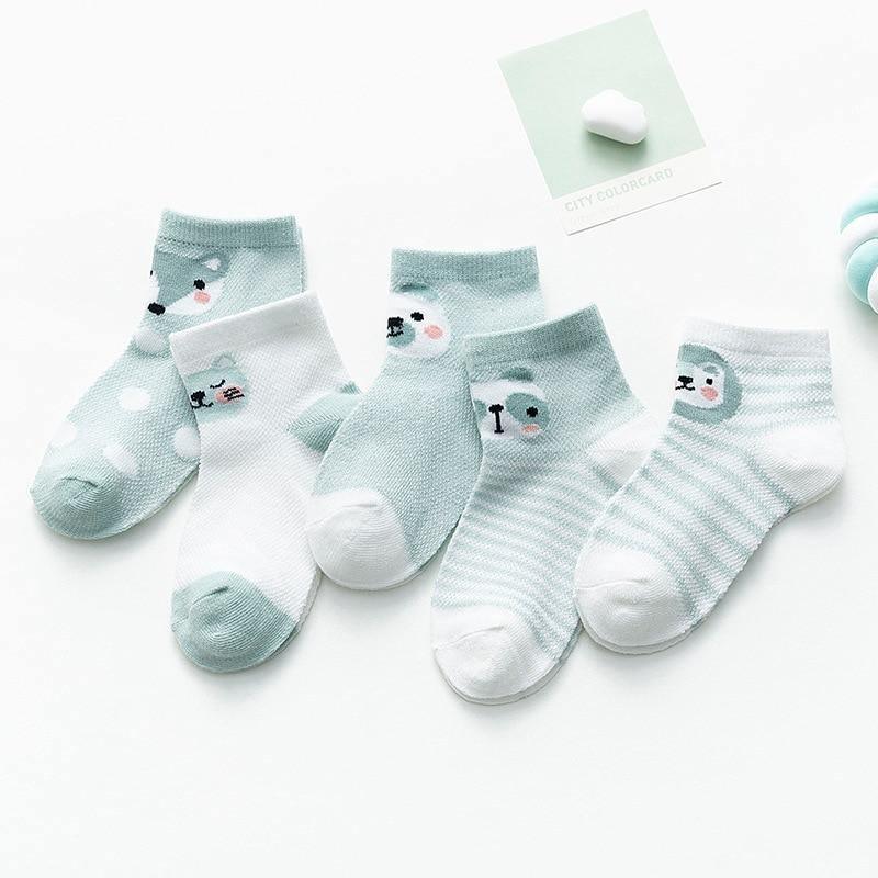 5Pair Set Cotton Baby Girls Socks Thin Summer Breathable Mesh Kids Toddler Socks Cute Cartoon Children Socks Infant Socks for Kids