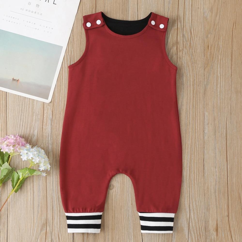 New Baby Boys Girls Outfits Clothes Newborn Baby Kids Rompers Toddler Solid Striped Sleeveless Cotton Jumpsuit Playsuit For Kids