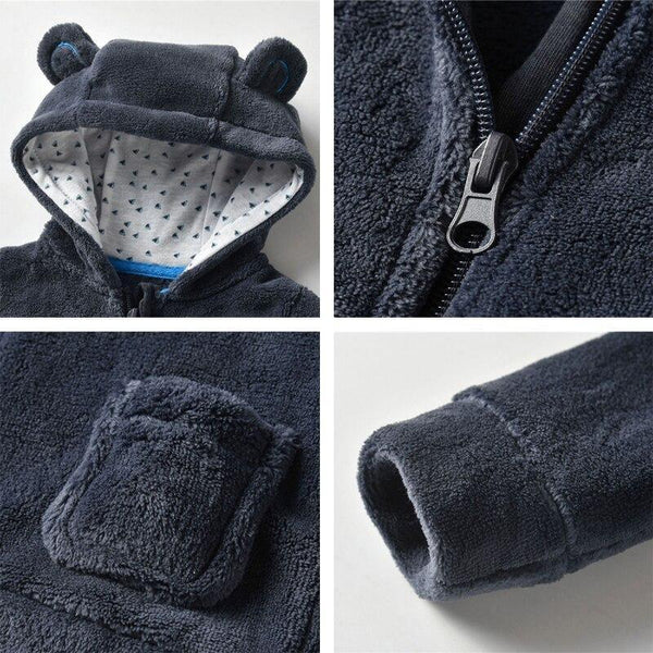 Newborn Baby Boys and Girls Jacket Autumn Winter Infant Cartoon Hooded Fleece Coat Warm Teddy Kids First Birthday Outfits 18 Months Jacket