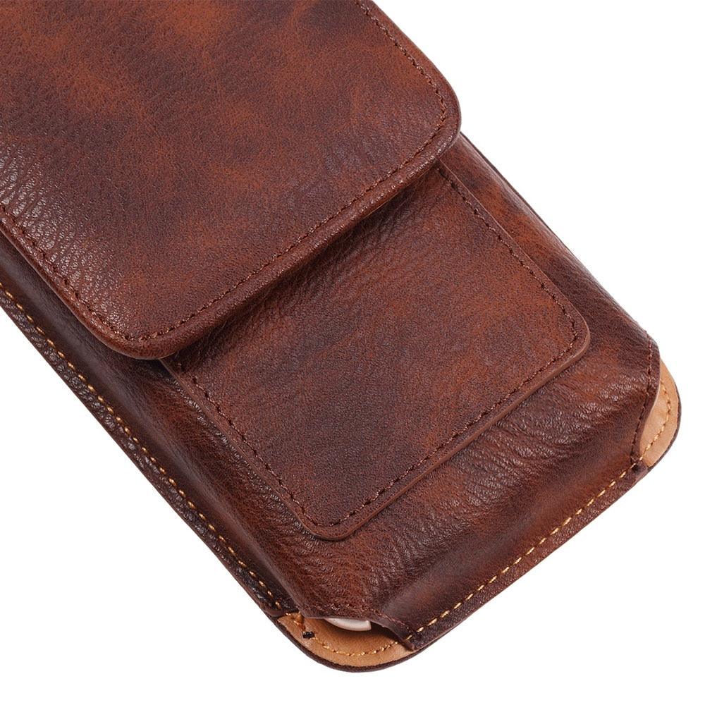 Universal Leather Case for iPhone Mens PU Leather Vertical Case with Belt Clip for iPhone Waist Pack Belt Clip Bag for 3.5-6.3