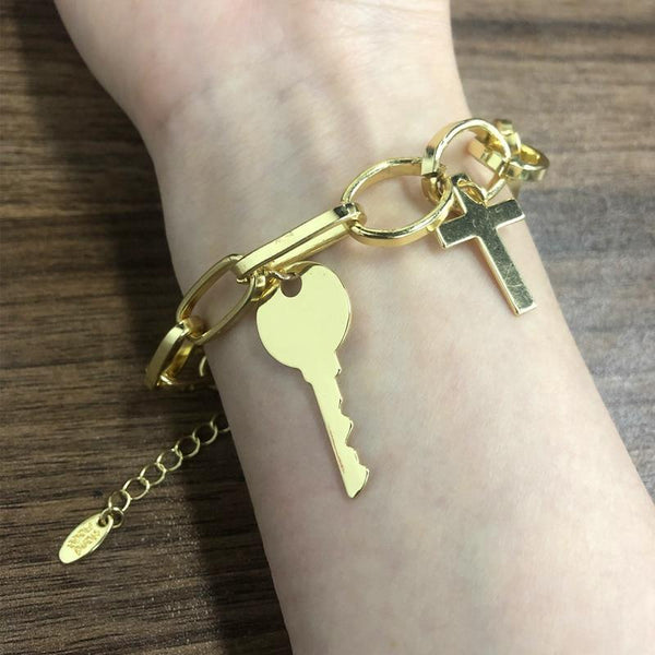 New Handmade Imitation Pearls Gold Metal Link Chain Bracelets for Women Girl Summer Party Luxury Jewelry Gift