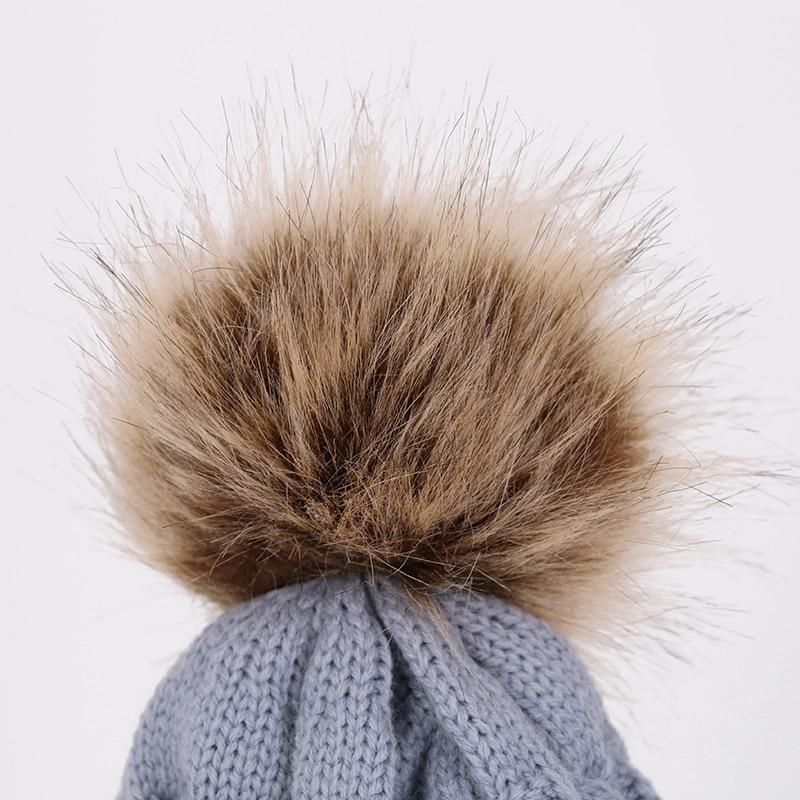 Winter Warm Baby Hat Fur Pompom Knitted Baby Hat Cap Infant Toddler Kids Hat Beanie In Modern Designer Style